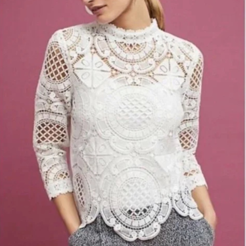 Anthropologie x James Coviello LACED MEDALLION Blouse